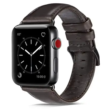 Hakiki Deri kayış apple saat bandı 44mm 40mm 45mm 41mm 42mm 38mm iwatch deri bilezik Apple Watch Serisi se 3 4 5 6 7 Görüntü 2