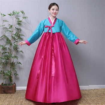 Hanbok Kore Moda Elbise Kadın Geleneksel Milliyet Sahne Performansı Mahkemesi Festivali Kıyafet Vintage asya kıyafetleri Görüntü 2