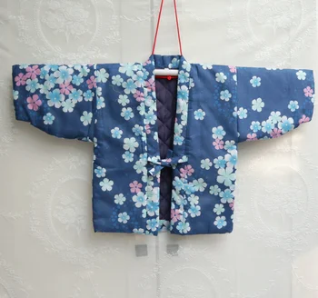 Haori Çocuk Japonya Tarzı Kış Sıcak Kimono Hırka Pamuk Yukata Ev Giysileri Vintage Halk Tarzı asya kıyafetleri Pijama Görüntü 2