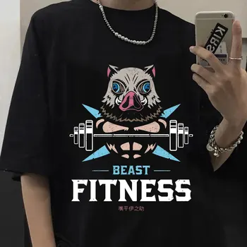 Harajuku iblis avcısı erkek Tişört Yaz Unisex Kısa Kollu T Gömlek Anime Komik Baskı Beast Spor Hashibira Inosuke T-shirt