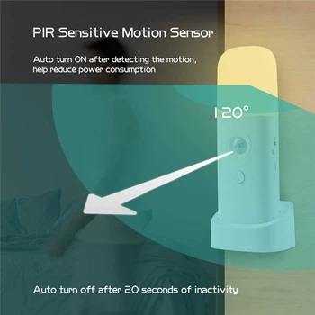 Hareket sensörü gece lambası kapalı, USB şarj edilebilir kısılabilir led ışık, Taşınabilir Hareket aktif Gece Lambası Çocuk Odası Yatak Odası için Görüntü 2