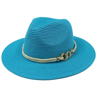 hasır kadın fedora yazlık hasır şapka kadın sahil tatil plaj şapkası net kırmızı güneş şapkası kadın hasır şapka plaj şapkası Görüntü 2