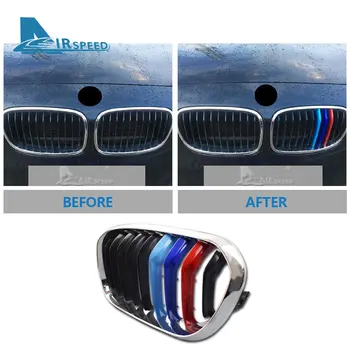 HAVA hızı BMW 1 Serisi için F20 F21 E87 Aksesuarları Araba Ön Izgara Çizgili Kapakları Klip Motor Sporları dekorasyon çıkartmaları Araba-styling Görüntü 2