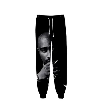 Hip Hop Tupac Amaru Shakur Ter Pantolon 3D Joggers Pantolon Pantolon Erkek / Kadın Giyim Gangsta Rapçi Tupac Sweatpants Görüntü 2