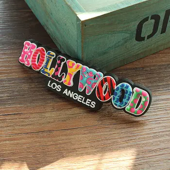 Hollywood Los Angeles Amerika Birleşik Devletleri ABD Turizm Turist Seyahat 3D Kauçuk Sevimli Mektup Buzdolabı buzdolabı mıknatısı Görüntü 2