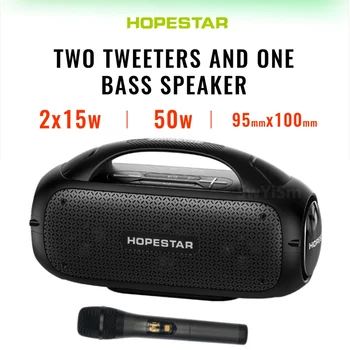 HOPESTAR-A50 Karaoke kablosuz bluetooth hoparlörler Mikrofon İle Taşınabilir Açık Su Geçirmez Ses Kutusu 3D Stereo 80W Büyük Güç