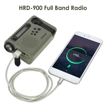 HRD900 Çok Fonksiyonlu Tam Bant Güneş Enerjili AM / FM / SW Radyo acil durum led'i el feneri Güç Bankası cep telefonu Açık Kamp
