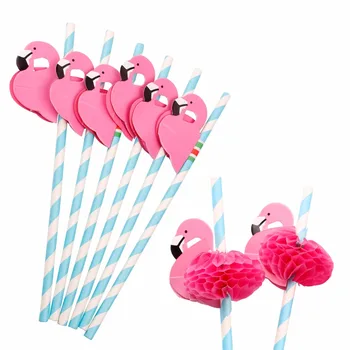 Huıran Kırmızı Flamingo Kağıt pipet Doğum Günü Düğün Bebek Duş Parti Süslemeleri Çocuklar Iyilik Orman Parti Malzemeleri Görüntü 2