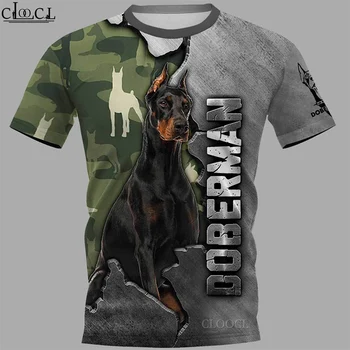 HX Yeni Popüler Doberman Unisex T-Shirt Erkekler Streetwear 3D Baskı Harajuku Kısa Kollu Casual Kazak Damla Nakliye