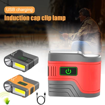 Indüksiyon kap klip ışık Taşınabilir Su geçirmez Clip-on beyzbol şapkası lambaları USB şarj edilebilir kap kafa meşale ışık açık balıkçılık için