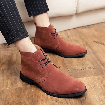 Ingiliz Tarzı erkek Botları Yeni Moda İş bileğe kadar bot Erkekler için Moda Çizmeler Lüks El Yapımı tasarım ayakkabı Marka rahat ayakkabılar