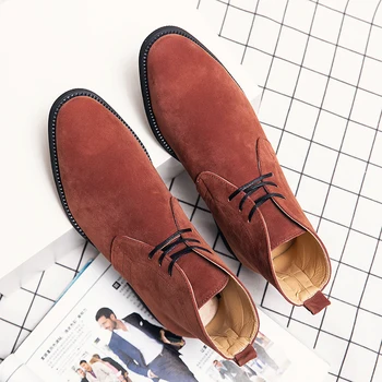 Ingiliz Tarzı erkek Botları Yeni Moda İş bileğe kadar bot Erkekler için Moda Çizmeler Lüks El Yapımı tasarım ayakkabı Marka rahat ayakkabılar Görüntü 2