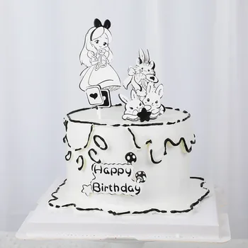 INS Sevimli Karikatür Doğum Günü Pastası Topper animasyonlu Çocuklar Mutlu Doğum Günü Partisi Kek Topper Dekorasyon Bebek Duş Kek Pişirme Malzemeleri