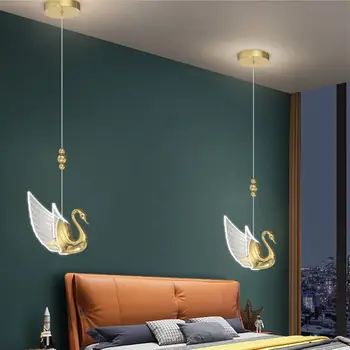 Iskandinav LED Kuğu Kolye Lambaları Başucu Oturma Odası Yatak Odası Kapalı Asılı aydınlatma armatürleri Ev Dekor Parlaklık Süspansiyon Armatürleri Görüntü 2