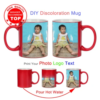 Isıya duyarlı Sihirli Kırmızı Kupa Özel Fotoğraf Seramik Kupalar Kişiselleştirilmiş Renk Değiştiren Kahve süt kupası Hediye Baskı Resimleri