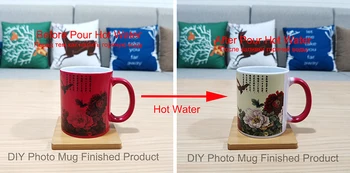 Isıya duyarlı Sihirli Kırmızı Kupa Özel Fotoğraf Seramik Kupalar Kişiselleştirilmiş Renk Değiştiren Kahve süt kupası Hediye Baskı Resimleri Görüntü 2