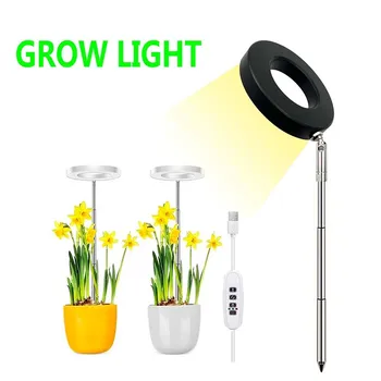 Işık büyümeye yol Açtı tam spektrum bitki büyüme ışığı USB 5V yüksekliği Ayarlanabilir kısılabilir büyüyen lamba için Zamanlayıcı ile Kapalı Bitkiler Herb