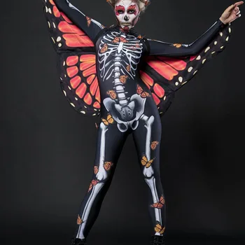 İskelet Kelebek Pelerin Seksi Kadınlar Spooky Cadılar Bayramı Şeytan Hayalet Tulum Parti Karnaval Performans Korkunç Kostüm Çocuk Yetişkinler Görüntü 2