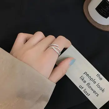 İşaret Parmağı Yüzük Kadın Moda Kişilik S925 Ayar Gümüş Çapraz Açık Yüzükler Tasarım Yüzük Kadınlar İçin Parti Takı Hediyeler Görüntü 2