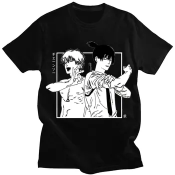 Japon animesi Denji Hayakawa Aki T Shirt Kadın Testere Adam Manga T-shirt Unisex Streetwear Gevşek O-boyun y2k Giysileri Üstleri