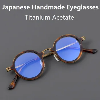 Japon El Yapımı Titanyum Asetat Kare Gözlük Çerçeve Erkekler Kadınlar Optik Miyopi Gözlük İtalyan Marka Tarzı Tasarımcı Gözlük