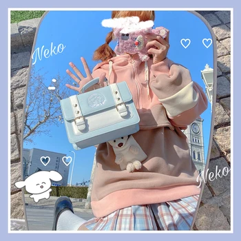 Japon Sevimli Sihirli Kedi postacı çantası Anime Lolita Öğrenci Cosplay PU JK Üniforma omuz çantaları Sırt Çantası Kolej tarzı Çanta