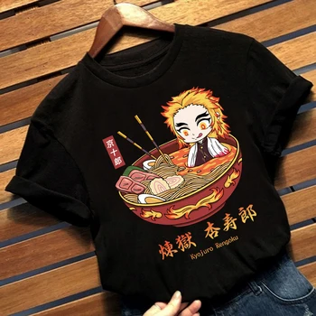 Japonya Anime iblis avcısı T Shirt Erkek Manga Unisex Streetwear Kyojuro Rengoku T-Shirt Rahat Kısa Kollu Büyük Boy Tshirt Homme Görüntü 2