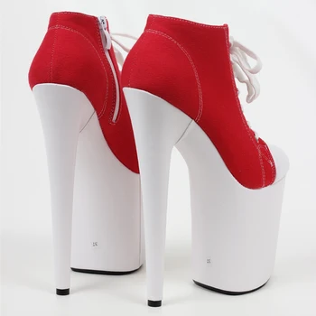 jialuowei 20 cm yüksek topuk Kırmızı Tuval Blacklight Sneaker Ayakkabı Platformu Striptizci Egzotik dans Yüksek Topuk Görüntü 2