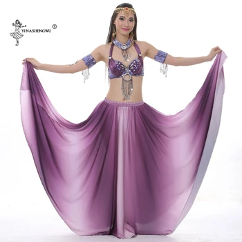 Kadın oryantal dans kostümü Degrade renk etek oryantal dans performansı giyim büyük salıncak etek Hindistan Çingene etek giyim Görüntü 2