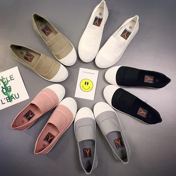 Kadın Rahat Moda Yeni Yumuşak Alt beyaz ayakkabı Düz Renk Sığ Ayakkabı kanvas ayakkabılar Kızlar Sneakers Üretimi