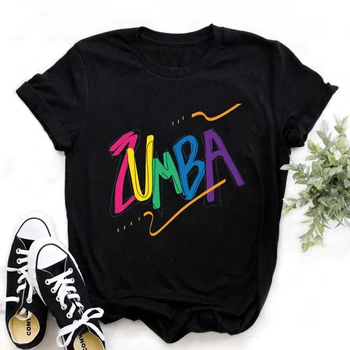 Kadın Zumba Dans Hip Hop T Shirt Harajuk Grafik Baskı Tees Tops Yaz Moda Kısa Kollu T Gömlek Kız, Bırak Gemi