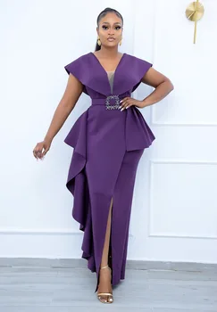 Kadınlar için afrika Elbiseler Yaz Afrika Kadın V Yaka Kolsuz Artı Boyutu uzun elbise Maxi Elbise S-5XL Görüntü 2