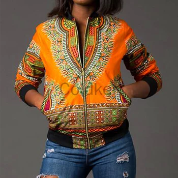 Kadınlar için afrika Giysi Geleneksel Etnik Baskı Hırka Kırpılmış Rahat Ceket Uzun Kollu Üst Yeni Kadın Giyim Görüntü 2