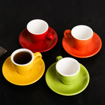 Kahve konsantre fincan seti İtalyan espresso küçük fincan renkli seramik tabak kaşık 100ml Görüntü 2
