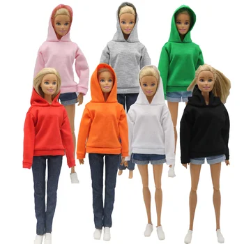 Katı hoodie / kazak ceket hoodies kot kısa pantolon giyim seti elbise takım elbise için 30cm BJD Xinyi FR ST Blythe OB barbie bebek