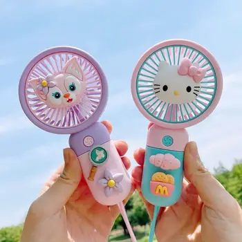 Kawaii Hello Kitty Fan Yaz Sevimli El Kız Öğrenci Mini Taşınabilir Küçük USB Şarj Edilebilir Elektrikli Fan trend ürünleri Görüntü 2