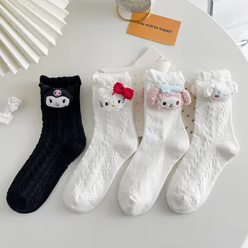 Kawaii Sanrio Pamuk Çorap Bebek Karikatür Çorap Hello Kitty Kuromi Sevimli Jk Orta Çorap Noel Yaratıcı Doğum Günü Hediyeleri