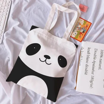 Kawaii Tatlı Kız alışveriş çantası Panda Penguen Ayı Eğlenceli Karikatür Hayvan Baskı Tuval Büyük Kapasiteli omuzdan askili çanta Kadınlar İçin
