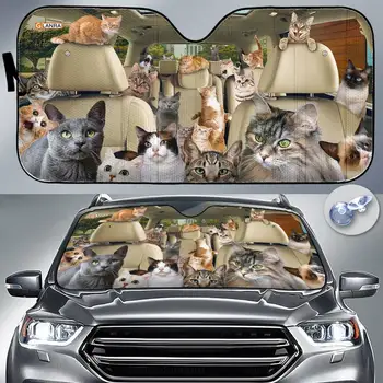 Komik Kedi Aile Araba Güneş Gölge, Sevimli Kedi Hediyeler, Kedi Araba Aksesuarları, Kedi Araba Dekor, Onun İçin Hediye Onu, Kedi Cam Güneşlik