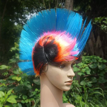 Komik Peruk Cadılar Bayramı parti şapkaları dans kostümü Sahne Başlık Gökkuşağı Headdress Kabarık Fan Giyim Palyaço Modelleme Görüntü 2