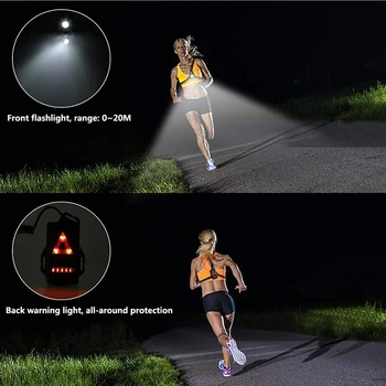 Koşu ışık USB şarj su geçirmez gece uyarı ön göğüs ışık balıkçılık yürüyüş kamp lambası açık spor koşu ışıkları Görüntü 2