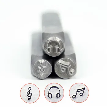 Kulaklık / Müzik / Tiz Nota Anahtarı Tasarım Metal Takı pulları, diy bilezik / takı sembolleri çelik damga, 6mm