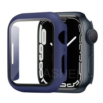 Kılıf Apple Watch Ekran Koruyucu Serisi 7 41mm 45mm Ultra İnce Sert PC Tampon HD Temperli Cam Kapak iWatch için SE 6 40mm 44mm