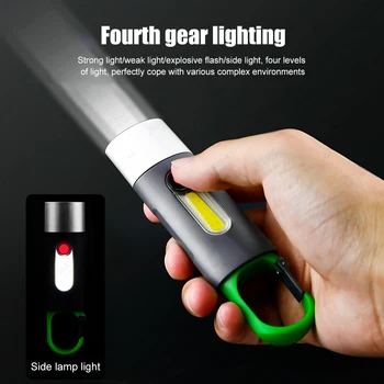 LED el feneri Taşınabilir COB Çok Fonksiyonlu Kamp Lambası 4 Dişli Tip-C USB Şarj Edilebilir Seyahat Yürüyüş Macera Acil