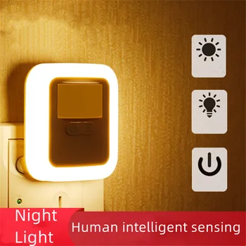 Led Hareket sensörlü ışık Duvara Monte Gece Lambası Uzaktan Kumanda lamba fişi-İnsan Vücudu Akıllı Ses Kontrolü sensörlü ışık