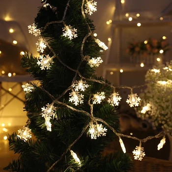 LED kar tanesi top ampul dize yıldız ışık Garland Merry Christmas dekorasyon ev Noel Noel baba hediyeler Navidad mutlu yeni yıl Görüntü 2