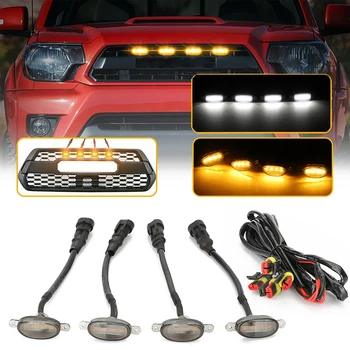 LED ızgara ışık Evrensel Araba Füme Amber Beyaz 4LED mangal lambası Aydınlatma Kartal Göz Lambası Off Road Gövde SUV Ford Toyota