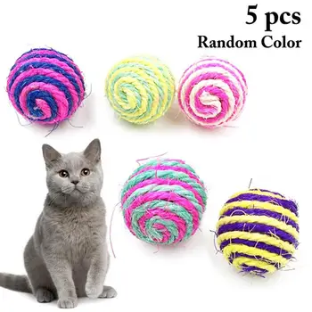 Legendog 5 adet / takım Sisal Topu Kedi Oyuncak Bite Dayanıklı Kedi Scratcher Oyuncak Top Yavru Topu Oyuncak Pet Malzemeleri Rastgele Renk Kedi İyilik