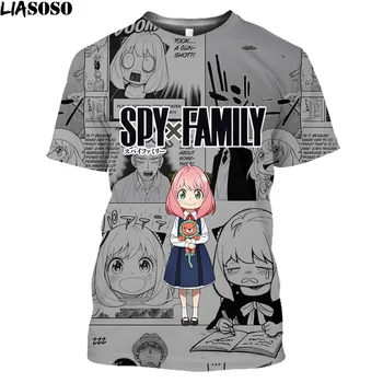 LIASOSO CASUS X AİLE Anya Forger T-shirt Anime Manga Cosplay 3D Baskı Sokak Erkek Kadın Harajuku Moda Büyük Boy Çocuk T Shirt Görüntü 2