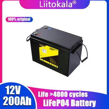 Liitokala 12v lifepo4 bateria 200ah rv campistas impermeável carrinho de golfe baterias 4000 ciclos fora de estrada fora-grade e